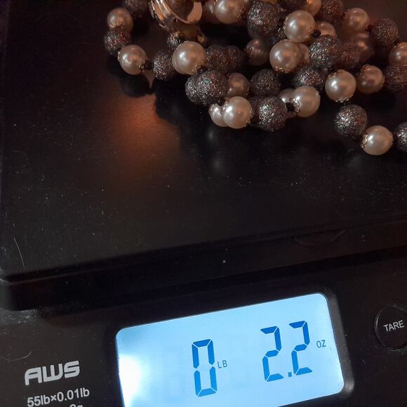 Vintage Glitter Bead Necklace, Glass Pearls, Art Beads, 1950s Jewelry - Picture 11 of 11